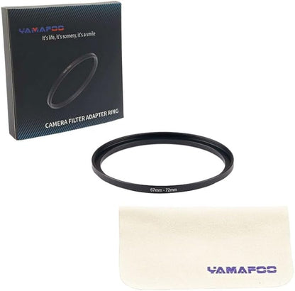 YAMAFOO 67mm to 72mm Step Up Ring/Step Down Rings Filter Adapter for All Brands UV ND CPL Metal Ring Step-Up Rings Adapter Filter,Black (67-72)