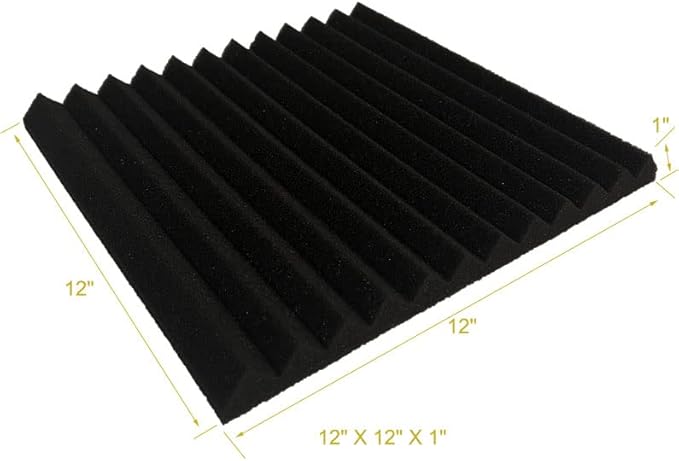 96 Pack Allxinlog Absorb the echo Acoustic Foam Panel Wedge Studio Soundproofing Wall Tiles 12" X 12" X 1" (48Purple+48Black)