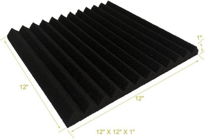 96 Pack Allxinlog Absorb the echo Acoustic Foam Panel Wedge Studio Soundproofing Wall Tiles 12" X 12" X 1" (48Purple+48Black)