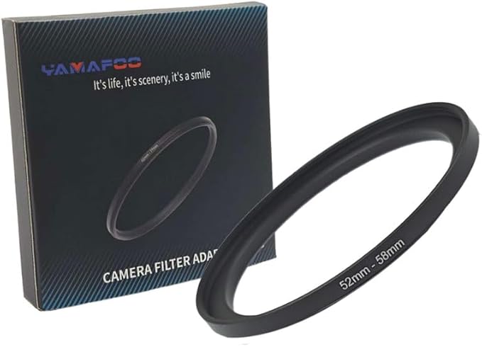YAMAFOO 52mm to 58mm Step-Up Ring/Step Down Rings Filter Adapter for All Brands UV ND CPL Metal Ring Step-Up Rings Adapter Filter,Black (52-58)
