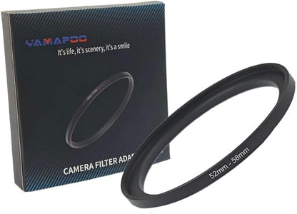 YAMAFOO 52mm to 58mm Step-Up Ring/Step Down Rings Filter Adapter for All Brands UV ND CPL Metal Ring Step-Up Rings Adapter Filter,Black (52-58)