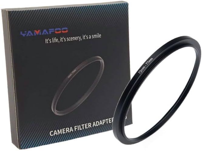 YAMAFOO 72mm to 77mm Step-Up Ring/Step Down Rings Filter Adapter for All Brands UV ND CPL Metal Ring Step-Up Rings Adapter Filter,Black(72-77)