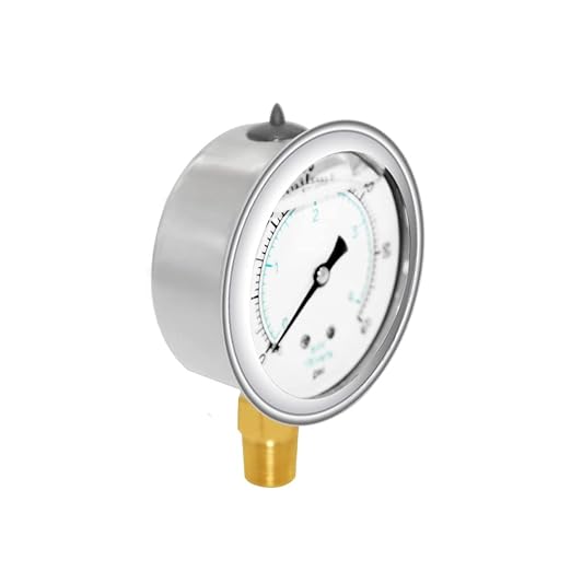 Joywayus Pressure Gauge 0-60 PSI Brass 1/4" NPT Male Thread Lower Mount, Glycerin Filled, Stainless Steel Case, Multiple Function
