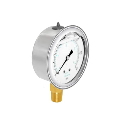Joywayus Pressure Gauge 0-60 PSI Brass 1/4" NPT Male Thread Lower Mount, Glycerin Filled, Stainless Steel Case, Multiple Function