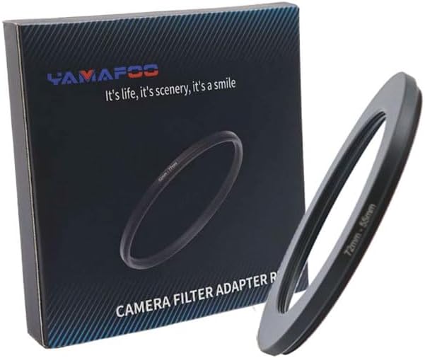 YAMAFOO 72mm to 55mm Step-Up Ring/Step Down Rings Filter Adapter for All Brands UV ND CPL Metal Ring Step-Up Rings Adapter Filter,Black (72-55)