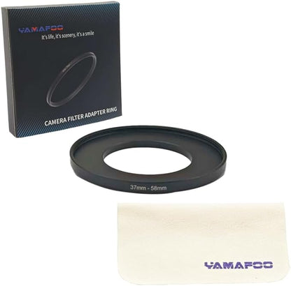 YAMAFOO 37mm to 58mm Step-Up Ring/Step Down Rings Filter Adapter for All Brands UV ND CPL Metal Ring Step-Up Rings Adapter Filter,Black (37-58)