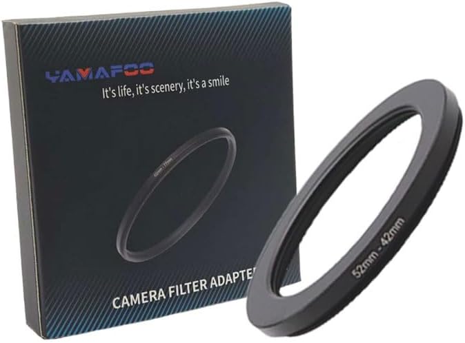 YAMAFOO 52mm to 42mm Step-Up Ring/Step Down Rings Filter Adapter for All Brands UV ND CPL Metal Ring Step-Up Rings Adapter Filter,Black (52-42)