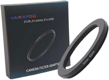 YAMAFOO 52mm to 42mm Step-Up Ring/Step Down Rings Filter Adapter for All Brands UV ND CPL Metal Ring Step-Up Rings Adapter Filter,Black (52-42)