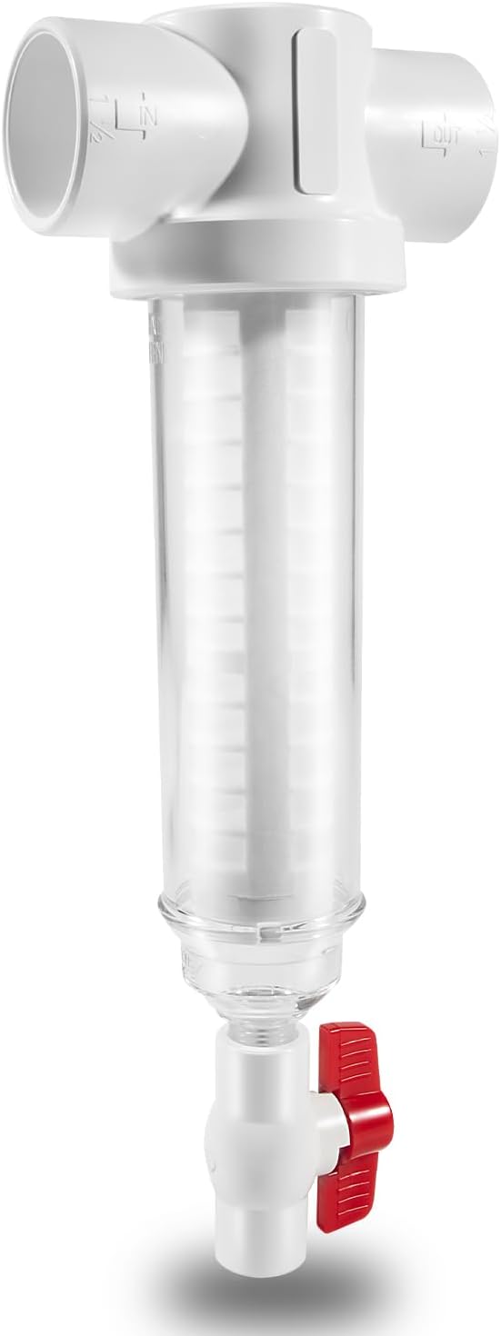 100 Mesh Spin Down Sand Separator/Sediment Water Filter System, 1.5 Inch PVC Slip Inlet/Outlet, 50 GPM, Replacement for Rusco Vu-Flow Spin-Down Filter