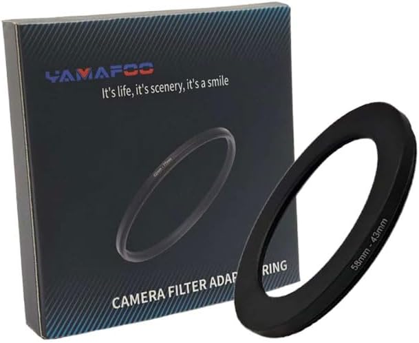 YAMAFOO 58mm to 43mm Step-Up Ring/Step Down Rings Filter Adapter for All Brands UV ND CPL Metal Ring Step-Up Rings Adapter Filter,Black (58-43)