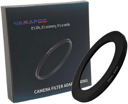 YAMAFOO 58mm to 43mm Step-Up Ring/Step Down Rings Filter Adapter for All Brands UV ND CPL Metal Ring Step-Up Rings Adapter Filter,Black (58-43)