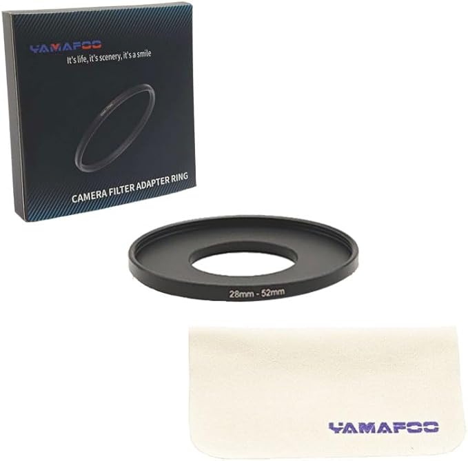 YAMAFOO 28mm to 52mm Step-Up Ring/Step Down Rings Filter Adapter for All Brands UV ND CPL Metal Ring Step-Up Rings Adapter Filter,Black(28-52)