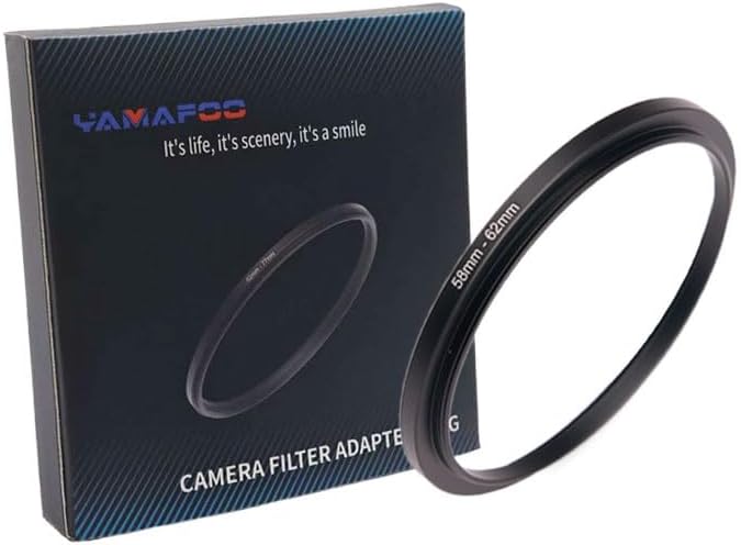 YAMAFOO 58mm to 62mm Step-Up Ring/Step Down Rings Filter Adapter for All Brands UV ND CPL Metal Ring Step-Up Rings Adapter Filter,Black (58-62)