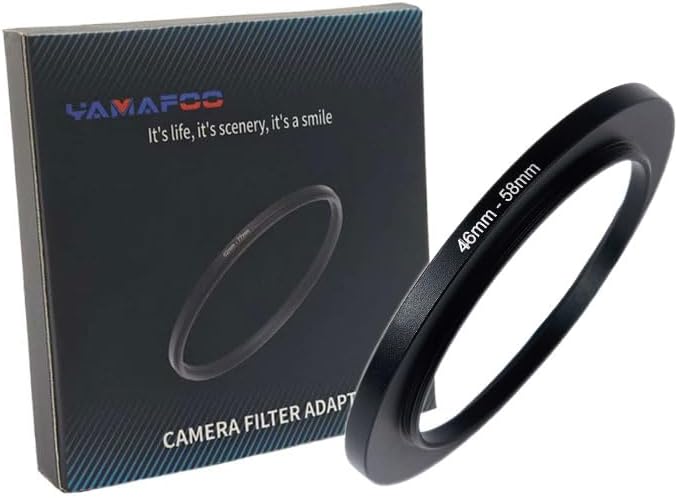 YAMAFOO 46mm to 58mm Step-Up Ring/Step Down Rings Filter Adapter for All Brands UV ND CPL Metal Ring Step-Up Rings Adapter Filter,Black (46-58)