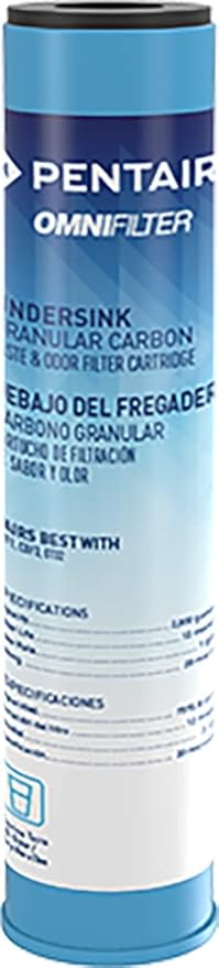 Pentair OMNIFilter GAC1 Carbon Water Filter, 10-Inch, Under Sink Granular Activated Carbon Replacement Cartridge, 10" x 2.5", 20 Micron, White
