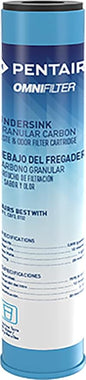 Pentair OMNIFilter GAC1 Carbon Water Filter, 10-Inch, Under Sink Granular Activated Carbon Replacement Cartridge, 10" x 2.5", 20 Micron, White