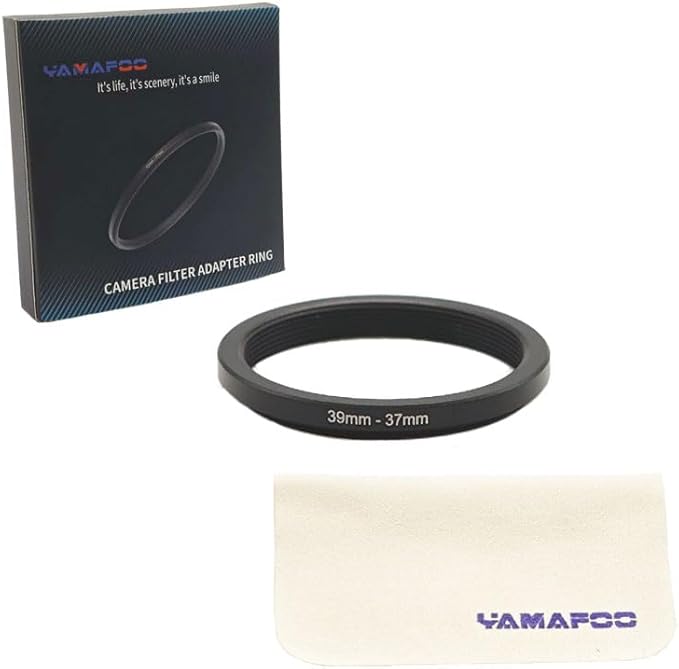 YAMAFOO 39mm to 37mm Step-Up Ring/Step Down Rings Filter Adapter for All Brands UV ND CPL Metal Ring Step-Up Rings Adapter Filter,Black (39-37)