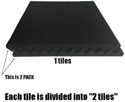 96 Pack Blue/black Absorb the echo Acoustic Foam Panel Wedge Studio Soundproofing Wall Tiles 12" X 12" X 1"