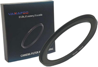 YAMAFOO 62mm to 72mm Step-Up Ring/Step Down Rings Filter Adapter for All Brands UV ND CPL Metal Ring Step-Up Rings Adapter Filter,Black (62-72)