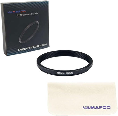 YAMAFOO 49mm to 46mm Step-Up Ring/Step Down Rings Filter Adapter for All Brands UV ND CPL Metal Ring Step-Up Rings Adapter Filter,Black (49-46)