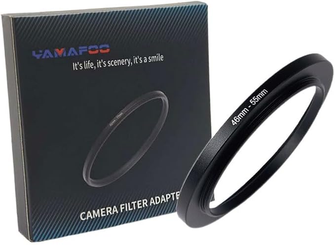 YAMAFOO 46mm to 55mm Step-Up Ring/Step Down Rings Filter Adapter for All Brands UV ND CPL Metal Ring Step-Up Rings Adapter Filter,Black (46-55)