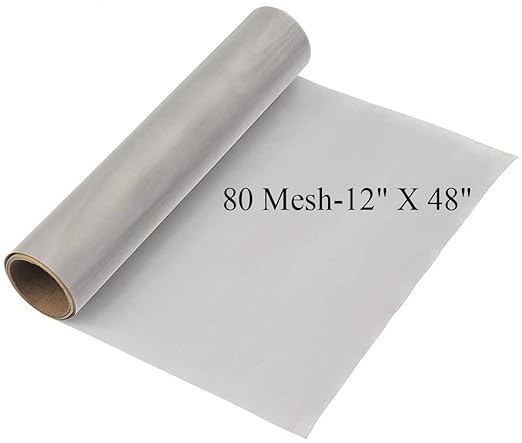 80 Mesh Stainless Woven Wire - 12" X 48" (30cmX120cm) 304 Steel Fine Wire Mesh,0.18mm Hole 120µm Filter Screen Sheet Filtration Cloth(12" X 48" (30cmX120cm), 80 Mesh)