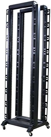 Raising Electronics Server Rack Open Frame Rack 4 Post 19 inch Adjustable Server/Audio Rack Cold Rolled Steel with 3 Shelves (42U,24Depth)