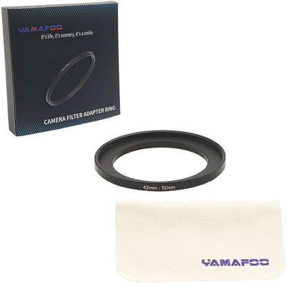 YAMAFOO 42mm to 52mm Step-Up Ring/Step Down Rings Filter Adapter for All Brands UV ND CPL Metal Ring Step-Up Rings Adapter Filter,Black (42-52)