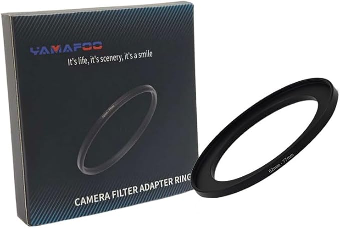 YAMAFOO 62mm to 77mm Step-Up Ring/Step Down Rings Filter Adapter for All Brands UV ND CPL Metal Ring Step-Up Rings Adapter Filter,Black (62-77)