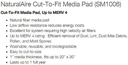 NaturalAire SM1006 Cut-to-Fit Synthetic Air Filter, MERV 4, 20 x 30 x 1-Inch, 6-Pack, Color may vary