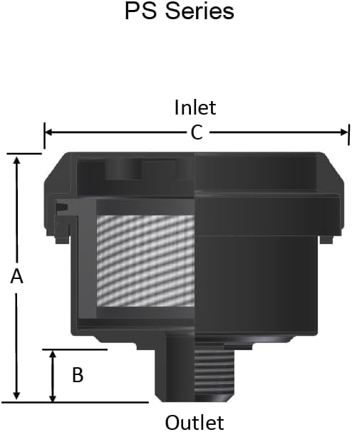 Solberg FS-10-050™ Inlet Compressor Air Filter Silencer, 1/2" MPT Outlet, 4-1/8" Height, 4-1/8" Diameter, 12 SCFM, Made in the USA