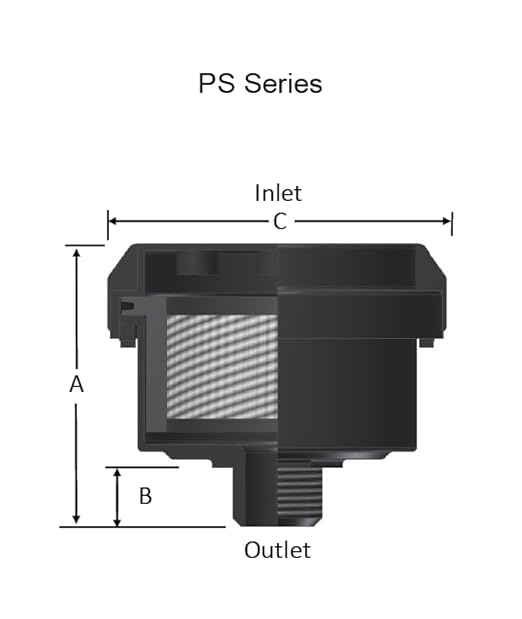 Solberg FS-19P-125™ Inlet Compressor Air Filter Silencer, 1-1/4" MPT Outlet, 6-5/8" Height, 6" Diameter, 70 SCFM, Made in the USA