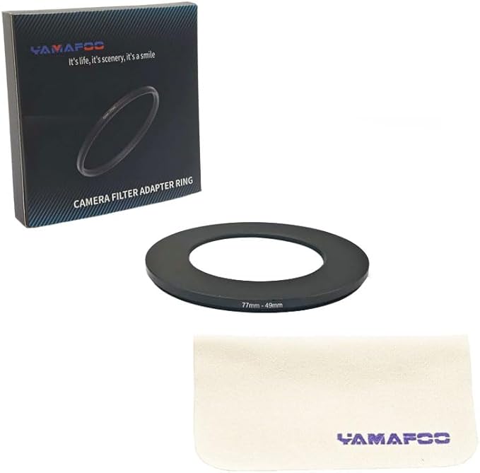 YAMAFOO 77mm to 49mm Step-Up Ring/Step Down Rings Filter Adapter for All Brands UV ND CPL Metal Ring Step-Up Rings Adapter Filter,Black (77-49)