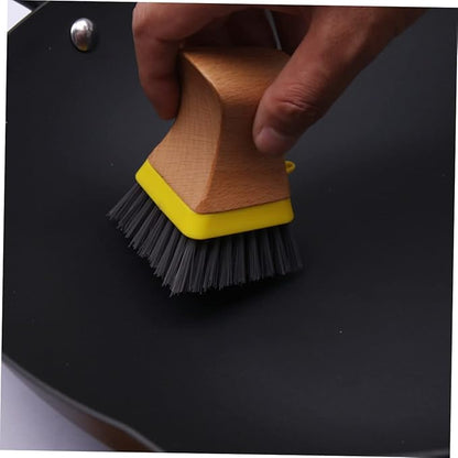 Natural Wood Handle Sponge Scrubber Tile Scrubber Brush Cleaner Kitchen Cleaning Tools Safe Odorless