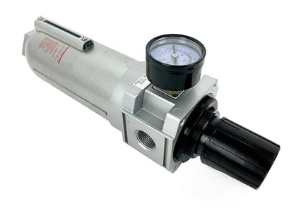 FR926A 3/4" Industrial Pressure Regulator Auto Drain - for Air Pressure Regulators Replacement - Particulate Filter Water Trap- 250PSI Max Input, 215PSI Max Output, 160CFM Flow Rate, 11oz Metal Bowl
