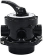 vidaXL 4-way Multiport Valve for Pool Sand Filter - 1.5” Fitting Connectors, ABS Material, With Pressure Gauge - Top-mount - Easy-to-use Lever-action Handle - Black