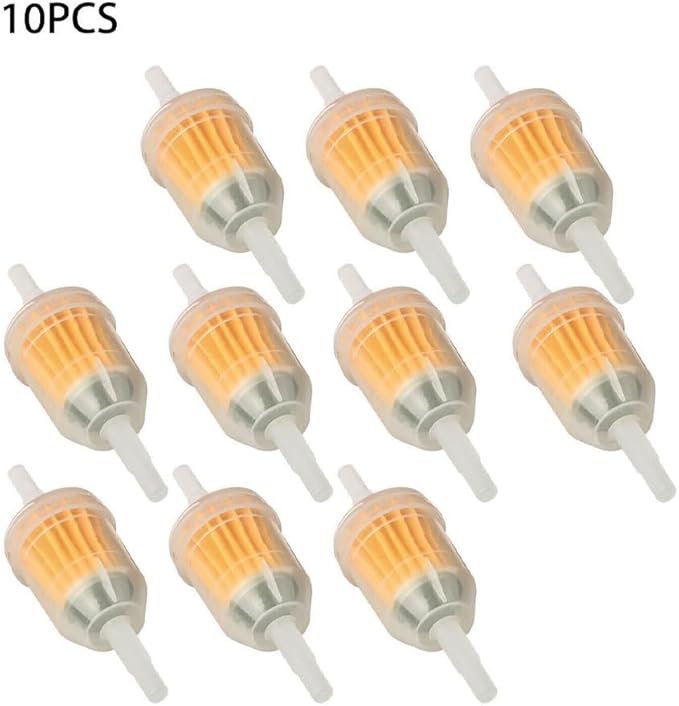 Inline Plastic Fuel Filters Set 10 Pieces For Lawn Garden Equipment And Gas Powered Engines, 6mm/8mm Compatibility