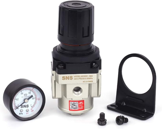 SNS AR3000-N02 Female Thread 1/4 NPT Air Pressure Regulator 0-150 PSI Adjustable,Bracket,Gauge