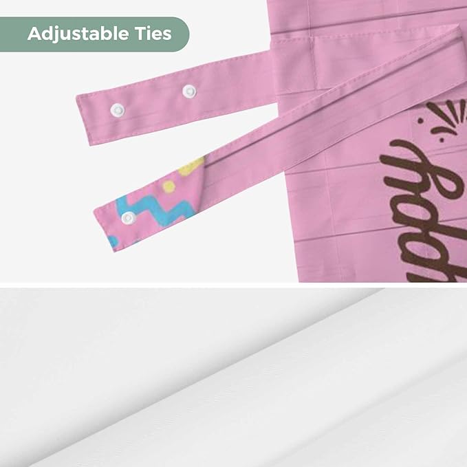 Pink Easter Tie Up Valance Curtains for Windows,Kitchen Curtains Window Shades,Easter Bunny Eggs Spring Cartoon Farmhouse Wood Grain Light Filtering Curtain Valances for Bedroom/Bathroom/Cafe 42"x18"
