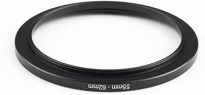 55mm to 62mm Step-Up Ring Filter Adapter,for All Brands UV ND CPL, Metal Ring Step-Up Rings Adapter Filter (55mm-62mm)
