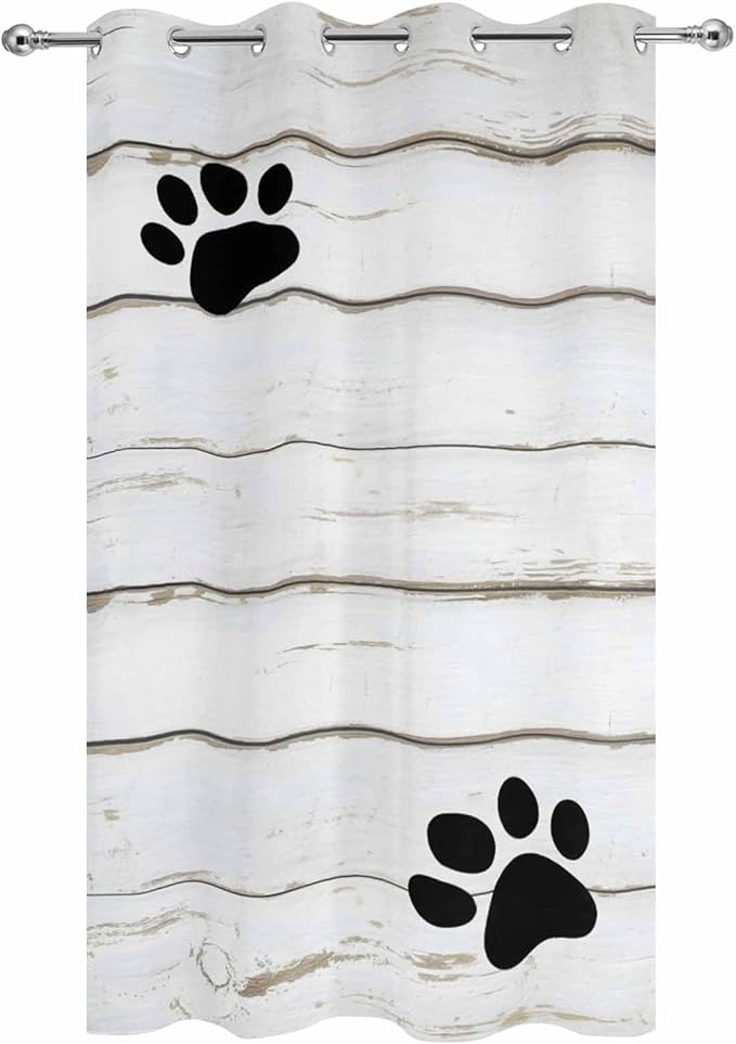 Wood Grain Outdoor Curtains for Patio Claws Animals Wooden White Waterproof Outside Curtains with Grommet Top Weatherproof Curtain for Cabana Pergola Gazebo, 1 Panel, 54" W x 108" L
