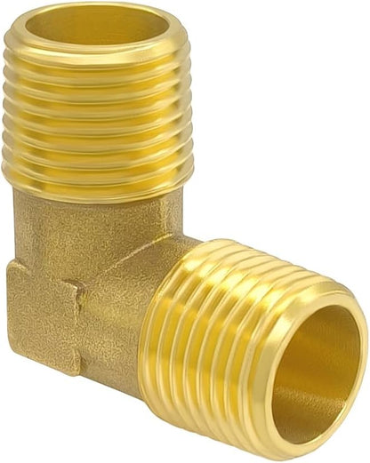 Hooshing 2PCS 90 Degree Street Elbow 1/2" NPT Male to 1/2" NPT Male Solid Brass Pipe Fitting