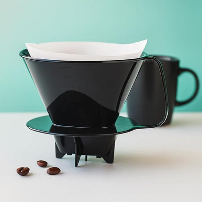 Fino Pour-Over Coffee Brewing Filter Cone, Number 4-Size, Black, Brews 8 to 12-Cups