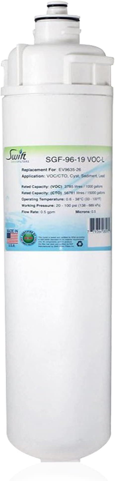 Swift Green Filters SGF-96-19 VOC-L Replacement water filter for Everpure EV9635-26, EP25, EP15 (3 Pack)