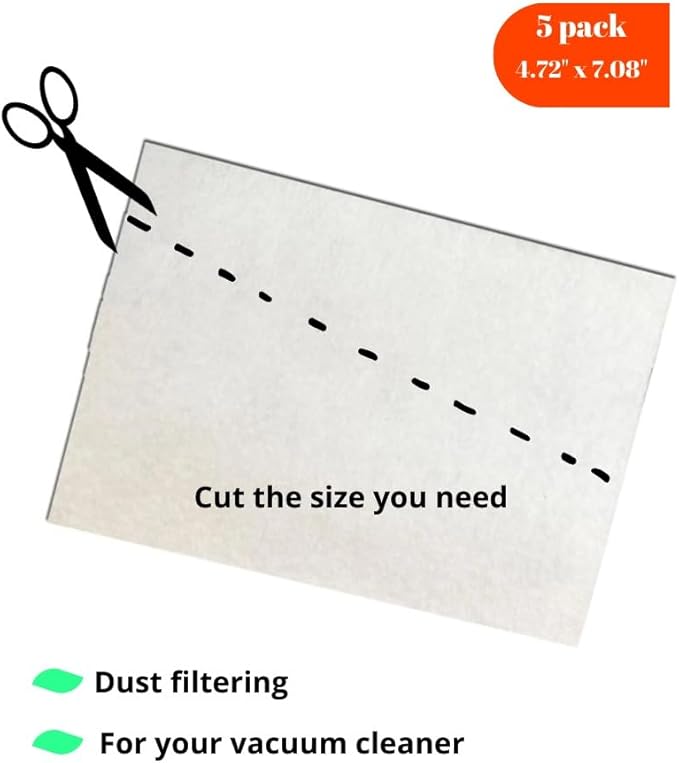 Universal Vacuum Cleaner Filter, Cloth Felt Filter 12 x 18 cm Pack of 5