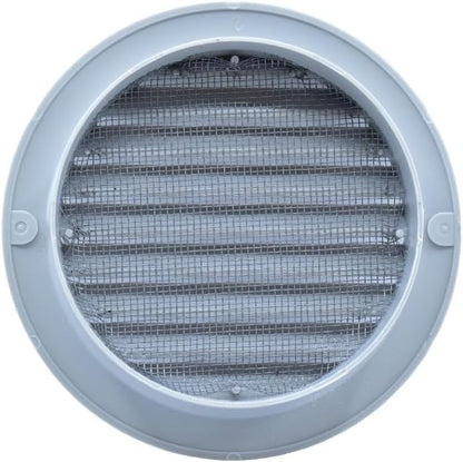 VENTS-US - 4" Round Light Grey Plastic Vent Cover for Air Supply or Exhaust Air Applications - Built-in Insect Screen Mesh and Flange Included - Compatible with a 4 Inch Duct Diameter (4-Pack)