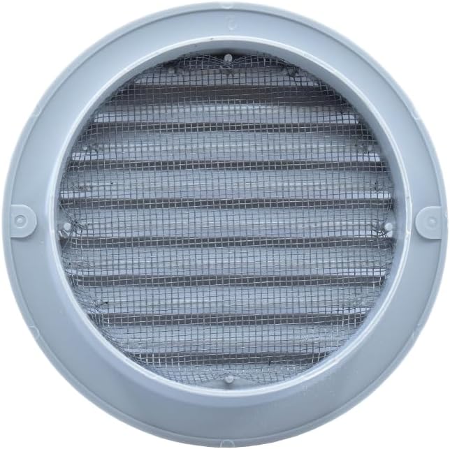 VENTS-US - 4" Round Plastic Vent Cover in Light Grey with Built-in Insect Screen Mesh and Flange for Air Supply or Exhaust Air Applications - Compatible with 4 Inch Diameter Ducts (2-Pack)
