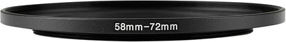 58-72mm Metal Step-Up/Down Ring Adapter Compatible with Mirrorless Cameras DSLR Lens, UV CPL ND Filter Thread Converter, Black