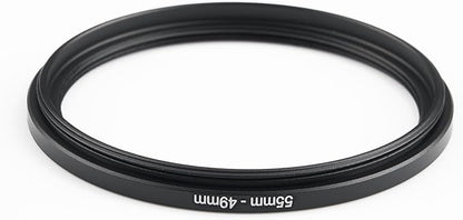 55mm to 49mm Step-Down Ring Filter Adapter,for All Brands UV ND CPL, Metal Ring Step-Down Rings Adapter Filter (55mm-49mm)