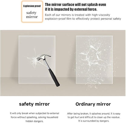 JSLJDM 500X500 mm Illuminated Backlit LED Bathroom Mirror, Wall Mounted Multifunction Bathroom Vanity Mirror with Lights and Demister Pad, Energy-Saving Illuminated Smart Mirror 50cm/19.8in Gold